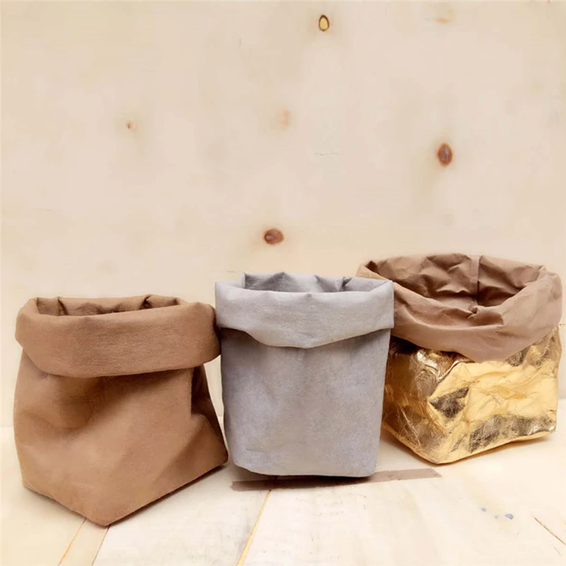Washable kraft paper bag plant flower pot multifunctional portable simple home garden storage bag save space reuse