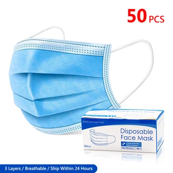 Disposable 50Pcs Protective Satety adults Mask Anti-Pollution Respirator Mouth Masks PM2.5 3 Layer Elastic Earloop Mask
Disposable 50Pcs Protective Satety adults Mask Anti-Pollution Respirator Mouth Masks PM2.5 3 Layer Elastic Earloop Mask