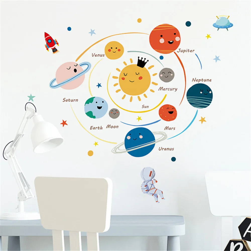 Cartoons Space planet wall stickers for kids room graffiti door stickers living room bedroom wall decoration art mural
Cartoons Space planet wall stickers for kids room graffiti door stickers living room bedroom wall decoration art mural