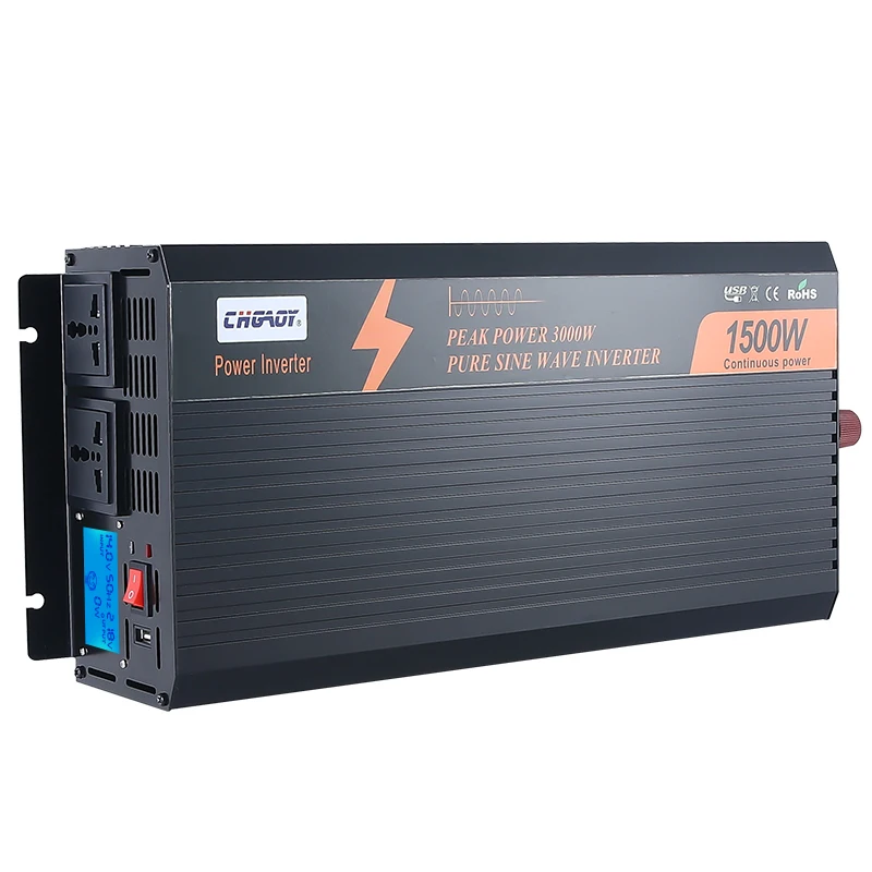 CHGAOY Peak Power 3000W Vehicle Inverter Pure Sine Wave 1500w-12v-120 Or 240V American Socket With LCD
CHGAOY Peak Power 3000W Vehicle Inverter Pure Sine Wave 1500w-12v-120 Or 240V American Socket With LCD
