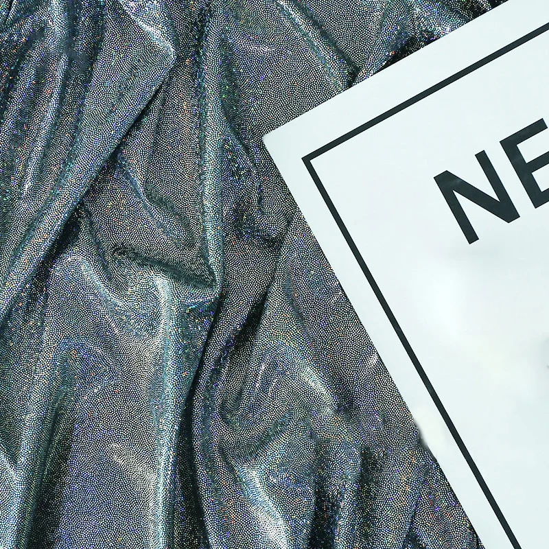 Флуоресцентная ткань лазерная Растяжка вязаная красочная блестящая ...