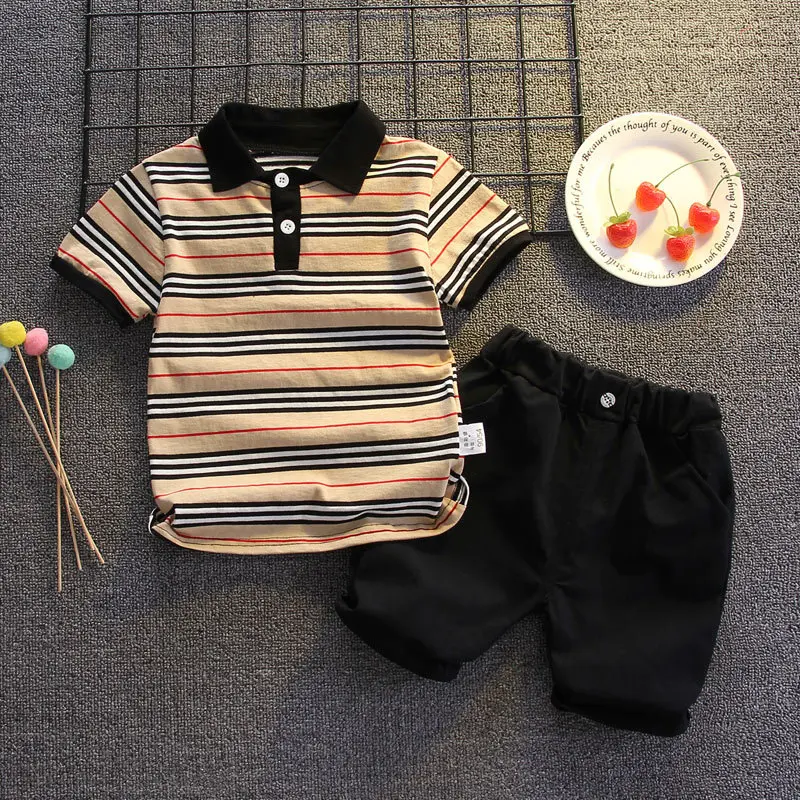 1-5 Years Baby Boys Clothes Summer Shirts Set 2PCS Kids Short Sleeve Stripe Shirt + Pants for Infant Toddler Boy Suit Clothes 
1-5 Years Baby Boys Clothes Summer Shirts Set 2PCS Kids Short Sleeve Stripe Shirt + Pants for Infant Toddler Boy Suit Clothes