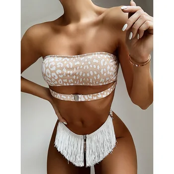 Sexy 2020 New Bandeau Tassel Bikini Women Swimwear Female Swimsuit Brazilian Bikini set Leopard Bather Bathing Suit Swim Wear 
Sexy 2020 New Bandeau Tassel Bikini Women Swimwear Female Swimsuit Brazilian Bikini set Leopard Bather Bathing Suit Swim Wear