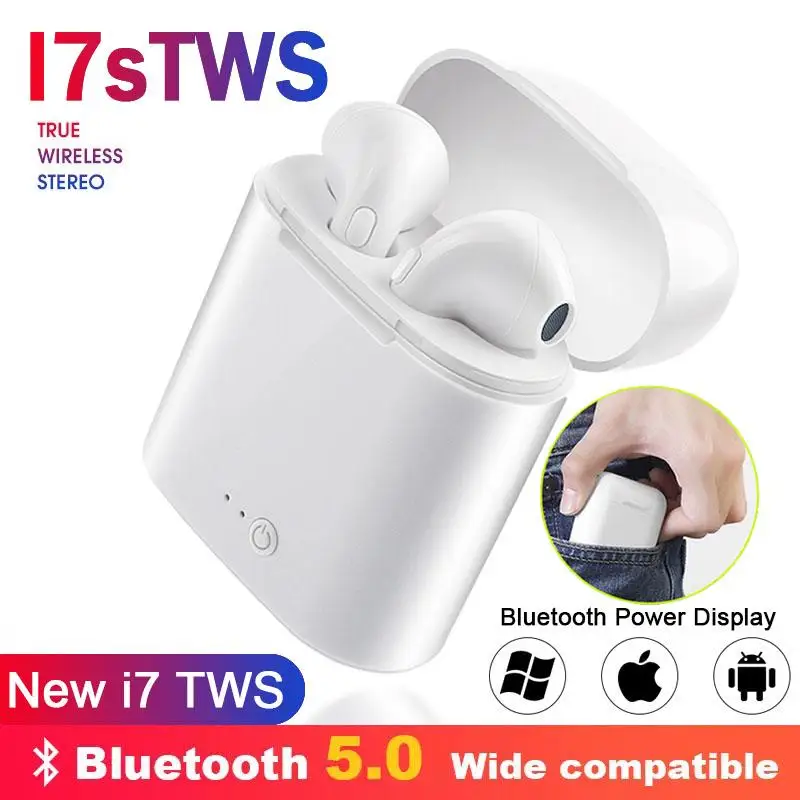i7S TWS Bluetooth Earphones Wireless Sport Earbuds Handsfree Cordless Headset with Charging Box for Smartphone iPad
i7S TWS Bluetooth Earphones Wireless Sport Earbuds Handsfree Cordless Headset with Charging Box for Smartphone iPad