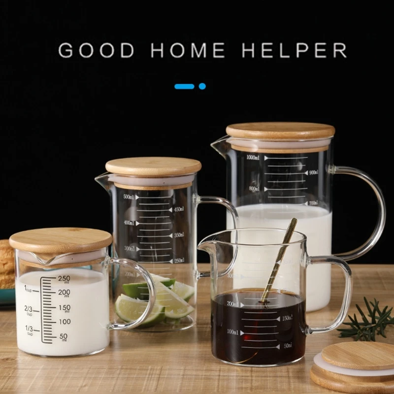 Graduated Beaker Mug with Handle and Durable Bamboo Lid Borosilicate Glass Multi-Function Food Grade Measuring Cup
Graduated Beaker Mug with Handle and Durable Bamboo Lid Borosilicate Glass Multi-Function Food Grade Measuring Cup