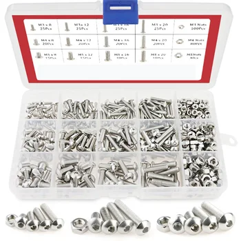 460-Piece Stainless Steel Button Head Hex Socket Head Cap Bolts Screws Nuts Assortment Kit(M3 M4 M5)
460-Piece Stainless Steel Button Head Hex Socket Head Cap Bolts Screws Nuts Assortment Kit(M3 M4 M5)