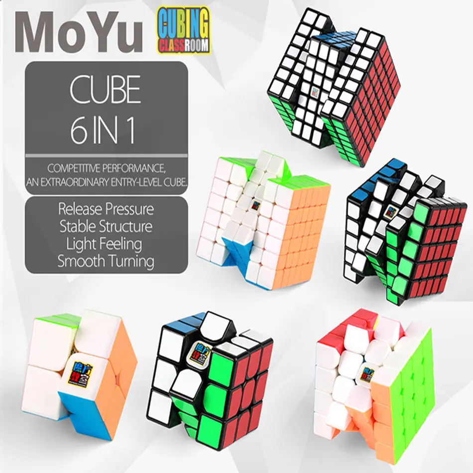 Набор кубиков Cubing 6 в 1 MOYU шт. 2x2 + 3x3x3 4x4x4 5x5 6x6 7 x 7x7 кубиков-пазлов | Игрушки и хобби