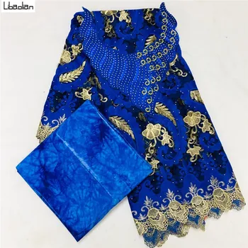 2.5+2.5yards French net lace fabric with african bazin riche fabric cotton material 3pcs for dresses sewing royalblue B27-14
2.5+2.5yards French net lace fabric with african bazin riche fabric cotton material 3pcs for dresses sewing royalblue B27-14