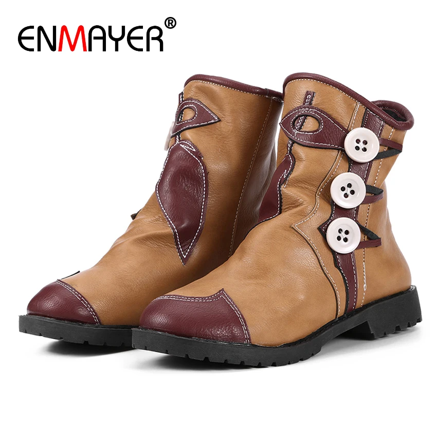 ENMAYER Button Slip-On Round Toe Fur Boots Square Heel PU Short Plush Mixed Colors Shoes Microfiber Flat Orange Snow Boots Women
ENMAYER Button Slip-On Round Toe Fur Boots Square Heel PU Short Plush Mixed Colors Shoes Microfiber Flat Orange Snow Boots Women