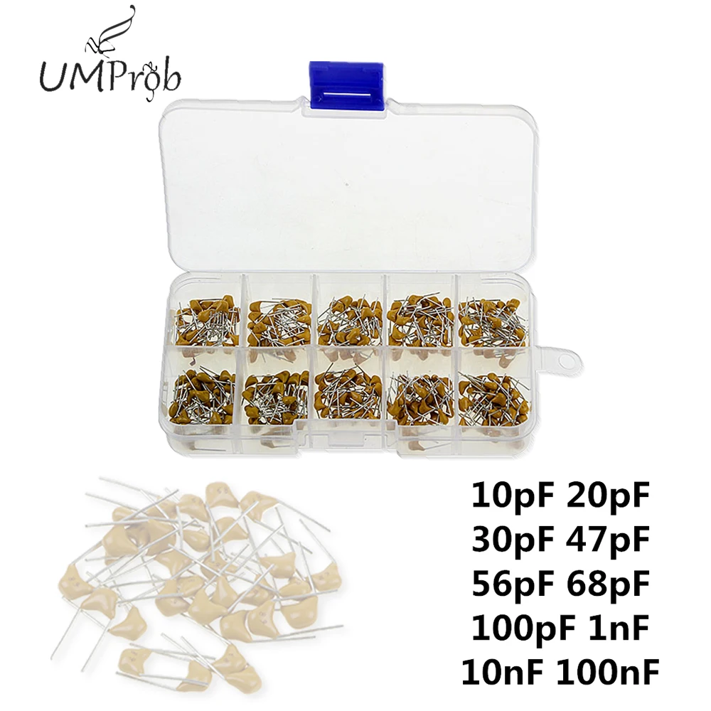300Pcs 10Value 50V 10pF To 100nF Multilayer Ceramic Capacitor Assortment Kit Wholesale Price for PCB Diy Kit capacitor
300Pcs 10Value 50V 10pF To 100nF Multilayer Ceramic Capacitor Assortment Kit Wholesale Price for PCB Diy Kit capacitor