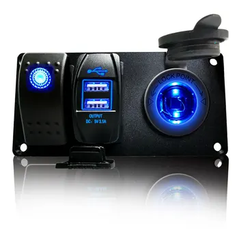 Waterproof DC 12V 24V Aluminum Panel with Blue Rocker Switch,3.1A USB and Power Charger and Blue Light Power Socket
Waterproof DC 12V 24V Aluminum Panel with Blue Rocker Switch,3.1A USB and Power Charger and Blue Light Power Socket