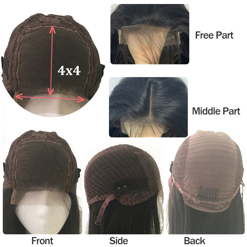 4x4 5x5 6x6 парик на застежке 150% / 180% натуральный цвет Предварительно выщипанная линия
