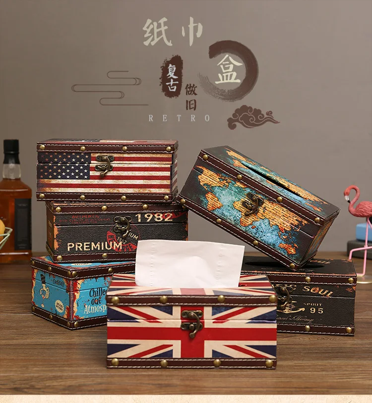 Американский стиль домашняя коробка для салфеток ретро кожаный держатель