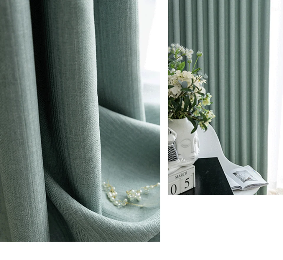 Generic Modern Thick Blackout Curtains Cotton Linen Shading Curtains