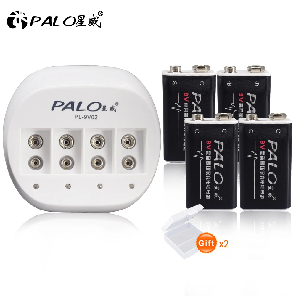 PALO 4pcs 9V 6F22 600mAh lithium li-ion li ion liion Rechargeable Battery with intelligent fast charging charger for 9V battery
PALO 4pcs 9V 6F22 600mAh lithium li-ion li ion liion Rechargeable Battery with intelligent fast charging charger for 9V battery
