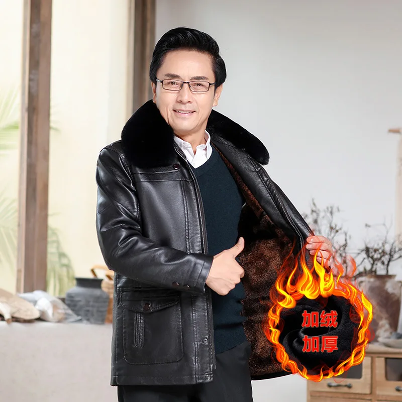 2019 Middle-aged PU Jacket Men's plus Velvet Fold-down Collar Daddy Clothes Leather Jacket Autumn & Winter Coat Tops
2019 Middle-aged PU Jacket Men's plus Velvet Fold-down Collar Daddy Clothes Leather Jacket Autumn & Winter Coat Tops