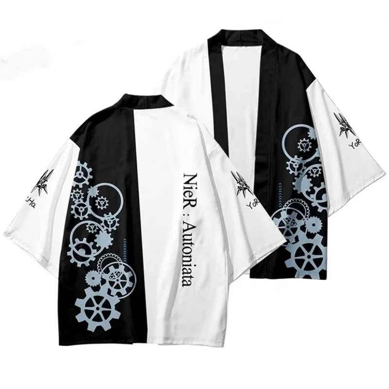 

Game NieR:Automata YoRHa No. 2 Type A 3D Printing Japanese Kimono Haori Yukata Cosplay Fashion Summer Casual Cool Streetwear