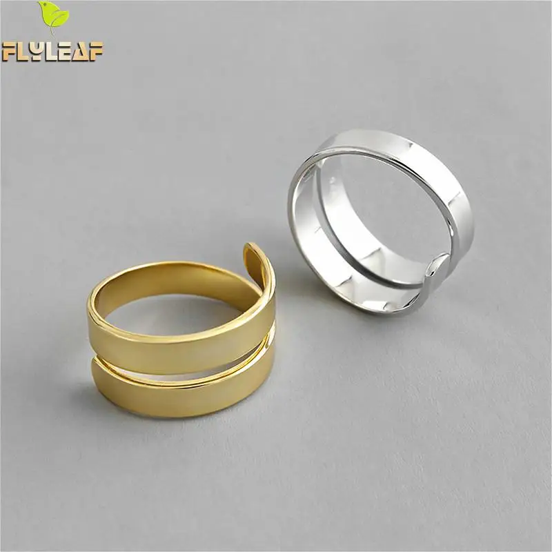 Flyleaf Ins Double Layer Smooth Gold Real 925 Sterling Silver Rings For Women Fine Jewelry Open Ring High Quality Designer Jewe
Flyleaf Ins Double Layer Smooth Gold Real 925 Sterling Silver Rings For Women Fine Jewelry Open Ring High Quality Designer Jewe