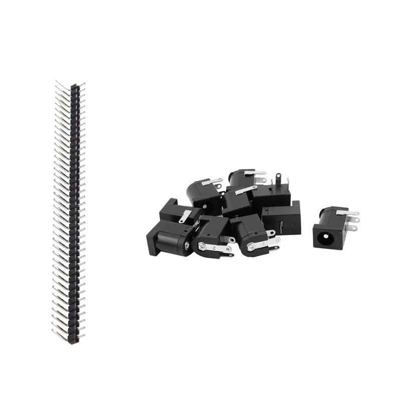 10 Pcs 1 X 40 Pin 2.54Mm Pitch Right Angle PCB Headers &amp 10Pcs 3 5.5X2.1Mm Female DC Power Jack Socket Connector | Обустройство