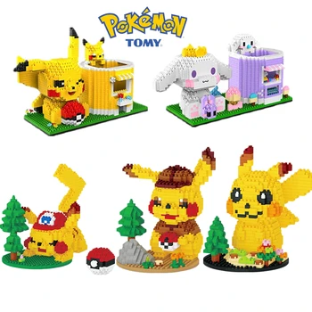 Pokémon 크리 에이 티브 어셈블리 빌딩 블록 피카추 펜 홀더 어셈블리 장난감 DIY 미니 퍼즐 부모-자식 조립 장난감 선물