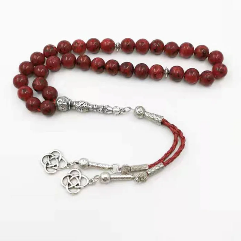 Красный кунжутный камень Tasbih мусульманский подарок 33 66 99 молитвенные бусины