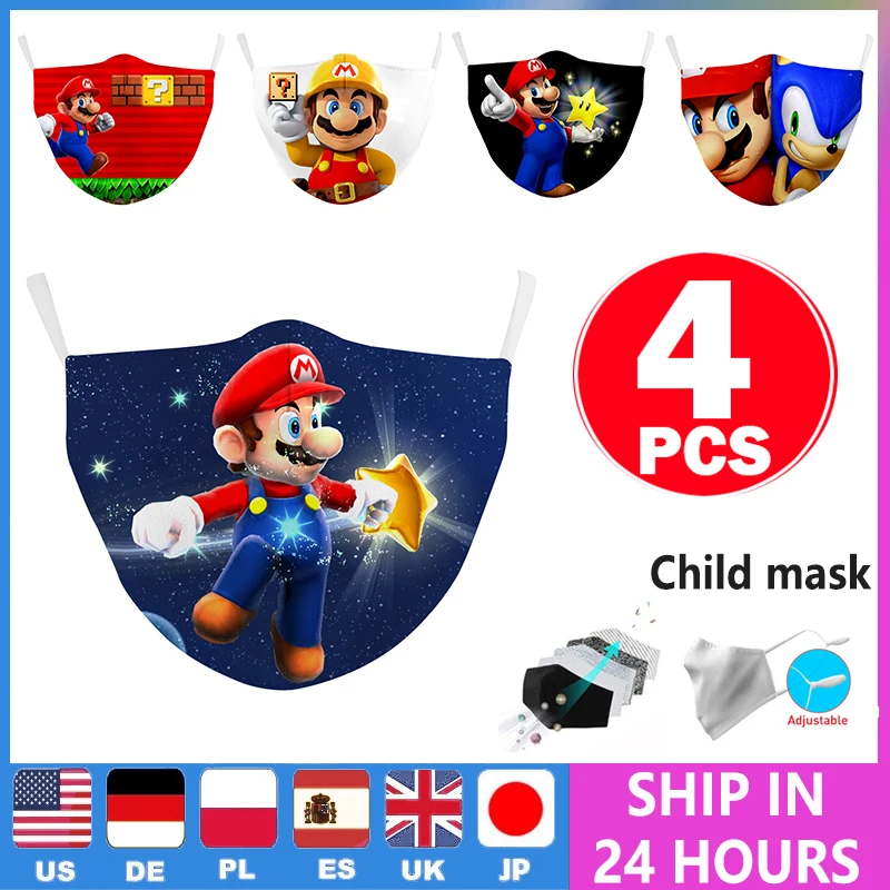 Детская маска Мультяшные маски для лица Super Mario Ветрозащитная рта дышащая с