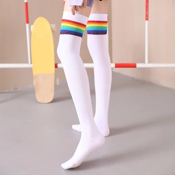 Thigh High Gift Non-Slip Adult Over Knee Rainbow Striped Elastic Stocking School Daily Wear Fashion Women Socks Spring Autumn
Thigh High Gift Non-Slip Adult Over Knee Rainbow Striped Elastic Stocking School Daily Wear Fashion Women Socks Spring Autumn
