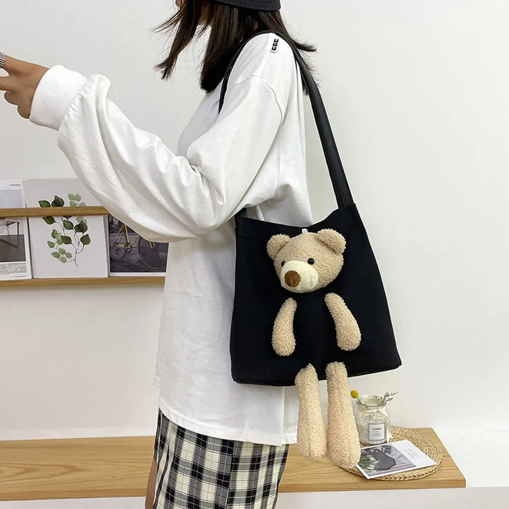 

Fashion Cute Women Portable Canvas Shoulder Bag Female Travel Shopping Casual Large Capacity Handbag Ladies Sweet Reusable Totes