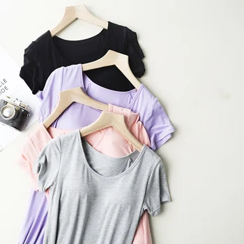 Ladies Nightdress With Chest Pad Without Rims Vest Comfort Mid-long Short Sleeve Nightdress 5Colors
Ladies Nightdress With Chest Pad Without Rims Vest Comfort Mid-long Short Sleeve Nightdress 5Colors