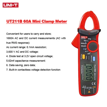 Uni-t UT211B 60A Mini digital clamp multimeter AC DC 60A current NCV test best accuracy AC/DC true RMS ammeter VFC frequency mea
Uni-t UT211B 60A Mini digital clamp multimeter AC DC 60A current NCV test best accuracy AC/DC true RMS ammeter VFC frequency mea