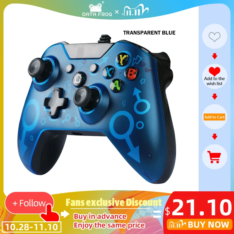 Data Frog USB Wired Gamepad For Xbox One Slim Console Dual Vibration Joystick For PC Handle Controller Controle For Win7/8/10
Data Frog USB Wired Gamepad For Xbox One Slim Console Dual Vibration Joystick For PC Handle Controller Controle For Win7/8/10