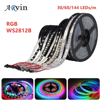 개별 주소 지정 가능 5050 RGB LED 스트립, 스마트 픽셀 LED 조명, 화이트 블랙 PCB 방수, IP30 65/67, DC5V, WS2812B, WS2812
