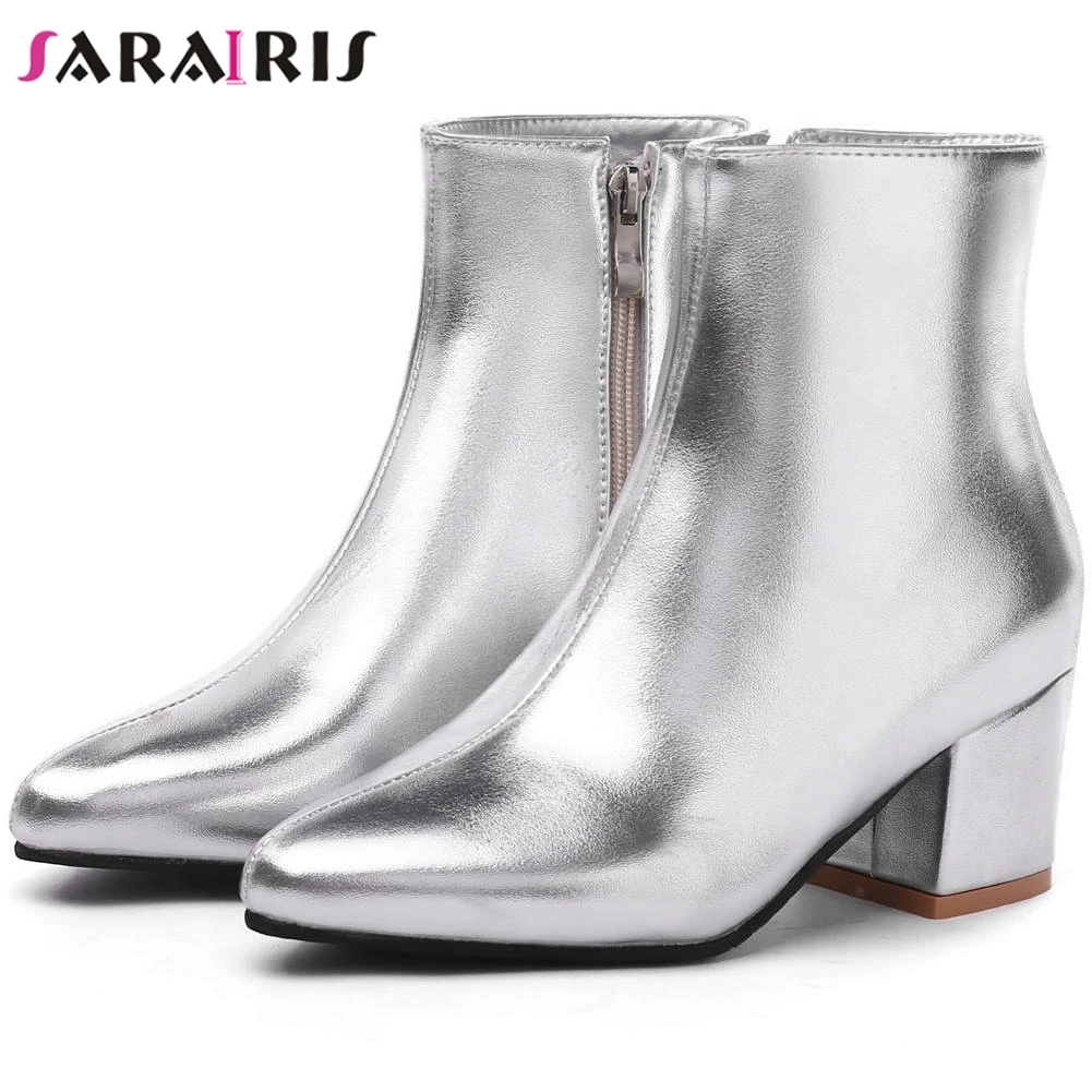 SARAIRIS New Plus Size 32-45 Silver Booties Ladies Fashion Party Metalic Ankle Boots Women 2019 High Chunky Heels Shoes Woman
SARAIRIS New Plus Size 32-45 Silver Booties Ladies Fashion Party Metalic Ankle Boots Women 2019 High Chunky Heels Shoes Woman
