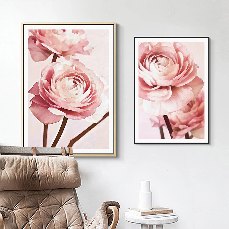 Современный розовый цветок пиона я люблю тебя искусство на стене поп картина