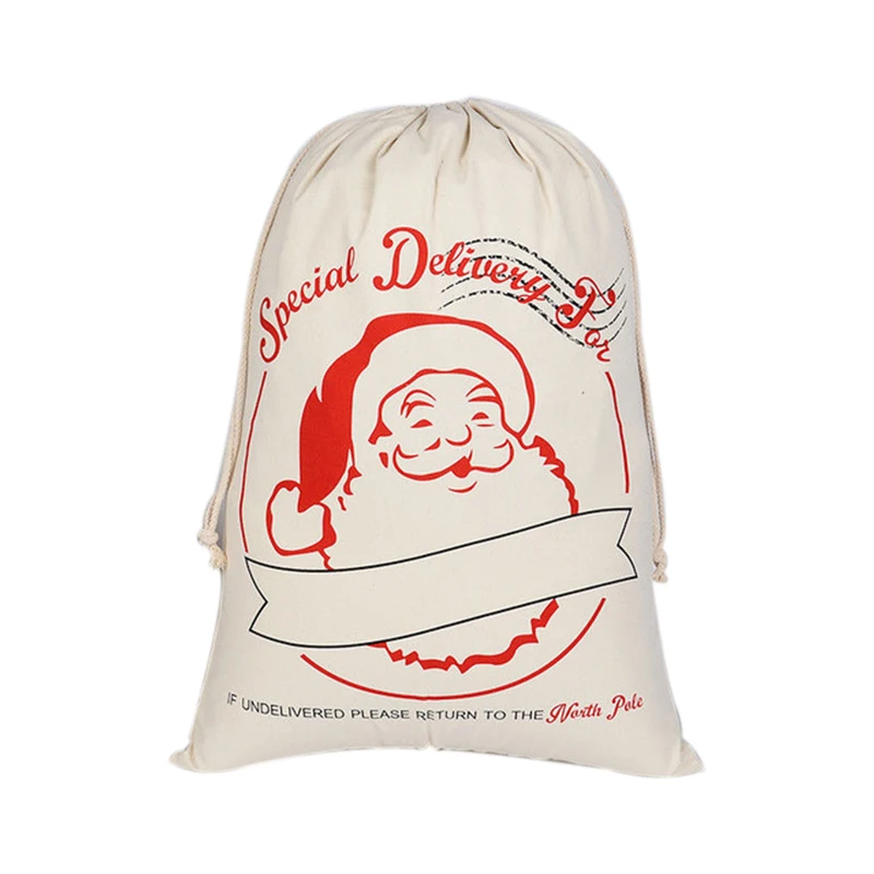 1pc christmas gift santa sacks drawstring canvas santa sack xmas