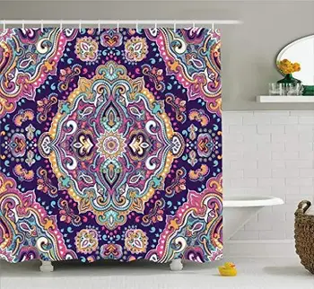 Ethnic Shower Curtain, Boho Style Mandala Figures Festive Colorful Spring Garden Themed Old Fashioned Tile, Fabric Bathroom
Ethnic Shower Curtain, Boho Style Mandala Figures Festive Colorful Spring Garden Themed Old Fashioned Tile, Fabric Bathroom
