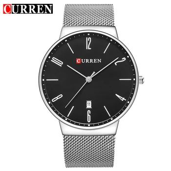 

CURREN New Men's Quartz Relogio Masculinos Dial Clock Ultra-thin Male Wrist Watch Calendar Waterproof Business Steel Watches
