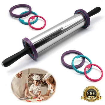 Adjustable Rolling Pin Stainless Steel Dough Roller with 3 Removable Thickness Rings for Baking Dough Pizza Pie Pastries Pasta
Adjustable Rolling Pin Stainless Steel Dough Roller with 3 Removable Thickness Rings for Baking Dough Pizza Pie Pastries Pasta