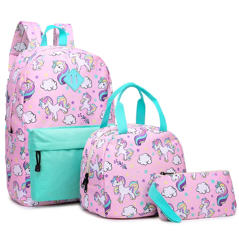2020 New Children's School Bag Color Matching Unicorn Size Three-piece Suit Primary and Middle School Students Meal Bag Pen Bag
2020 New Children's School Bag Color Matching Unicorn Size Three-piece Suit Primary and Middle School Students Meal Bag Pen Bag