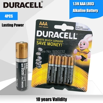 

4PCS Original DURACELL 1.5V AAA Alkaline Battery LR03 For Electric toothbrush Toy Flashlight Mouse clock Dry Primary Battery