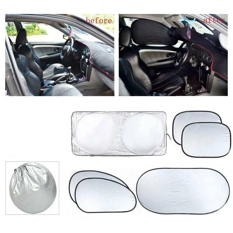 6in-1 Car Front Rear Side Window Foldable Sun Shade UV Block Shield Screen Cover 6in-1 Car Front Rear Side Window Foldable Sun Shade UV Block Shield Screen Cover