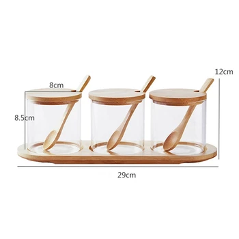 Glass Seasoning Jar Box Sugar Bowl Flavoring Jar Multi-Function Seasoning Box With Bamboo Spoon And Shelf
Glass Seasoning Jar Box Sugar Bowl Flavoring Jar Multi-Function Seasoning Box With Bamboo Spoon And Shelf
