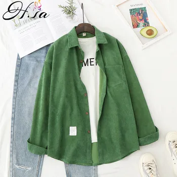 H.SA Women Spring Warm Blouses Long Sleeve Corduroy Shirts Candy Color Green Thick Outwear Korean Style Casual Streetwear Tops
H.SA Women Spring Warm Blouses Long Sleeve Corduroy Shirts Candy Color Green Thick Outwear Korean Style Casual Streetwear Tops
