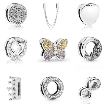 Real 925 Sterling Silver Reflections Dazzling Clip Charms Round Crystal Crown Heart Beads Fit Original Women Bracelet
Real 925 Sterling Silver Reflections Dazzling Clip Charms Round Crystal Crown Heart Beads Fit Original Women Bracelet