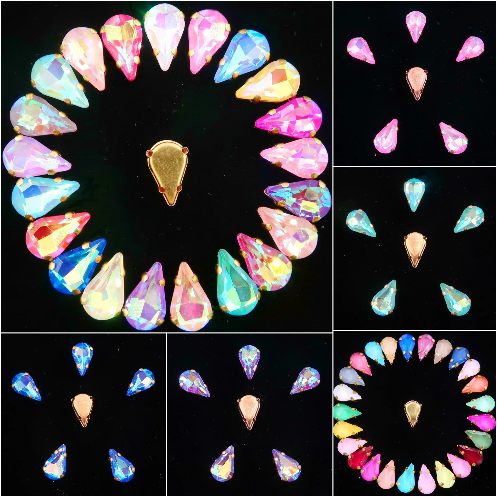 Gold claw settings 50pcs/pack jelly candy & AB glass Crystal in 8*13mm slim waterdrop shape Sew on rhinestone garments diy trim
Gold claw settings 50pcs/pack jelly candy & AB glass Crystal in 8*13mm slim waterdrop shape Sew on rhinestone garments diy trim