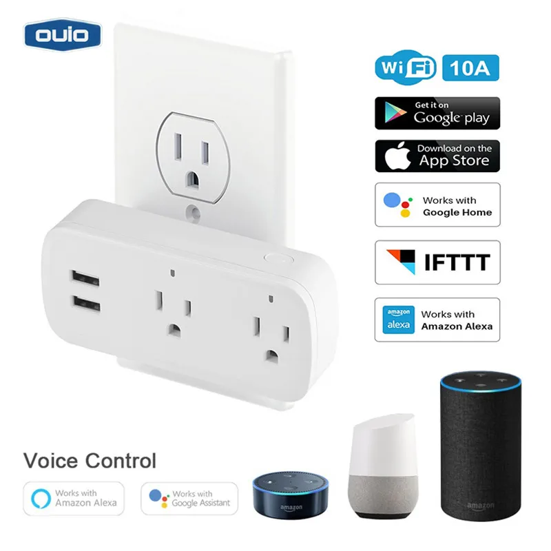 Умная розетка Smart Home 10 А поддержка Alexa совместимая нескольких мобильных телефонов