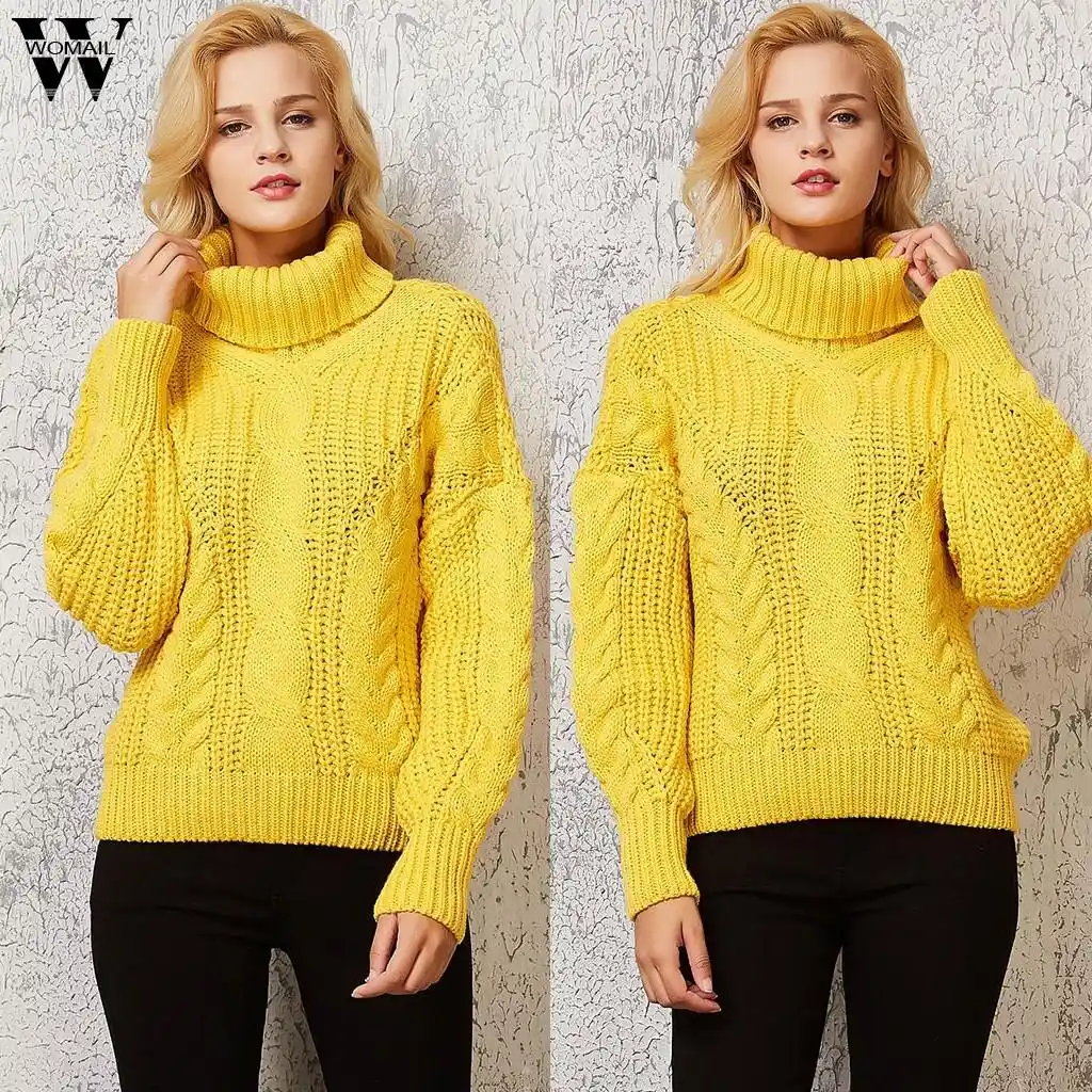 jumpers european casual warm solid sweaters female oversized