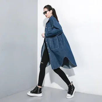 Dark Blue Black Color Overcoat Denim With Pocket Autumn News Windbreaker Casual Oxford Coat Women 2019 Autumn
Dark Blue Black Color Overcoat Denim With Pocket Autumn News Windbreaker Casual Oxford Coat Women 2019 Autumn