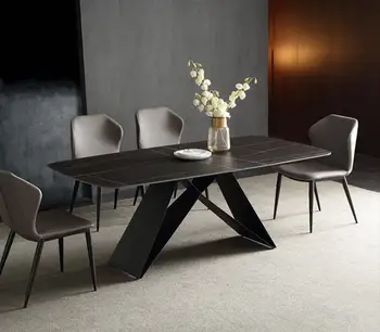 Simple rock plate dining table simple modern square 6-person dining table northern European light luxury table and chair combina
Simple rock plate dining table simple modern square 6-person dining table northern European light luxury table and chair combina
