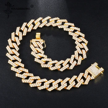 Hip Hop 1Set 19MM Gold Color Heavy Full Iced Out Paved Rhinestones Cuban Chain CZ Bling Rapper Necklaces For Men Jewelry Collar
Hip Hop 1Set 19MM Gold Color Heavy Full Iced Out Paved Rhinestones Cuban Chain CZ Bling Rapper Necklaces For Men Jewelry Collar